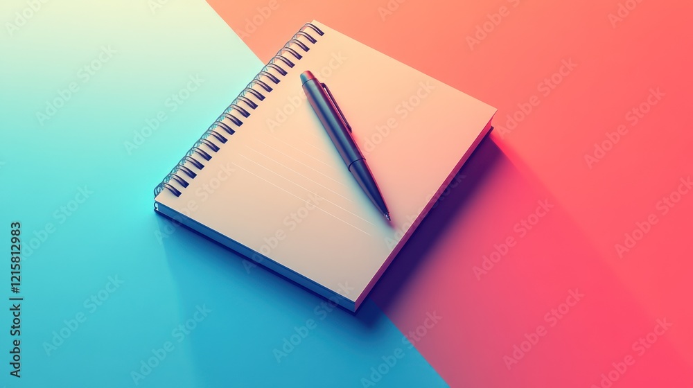 Blank spiral notebook with pen on colorful background. Blank spiral notebook with pen on colorful background.