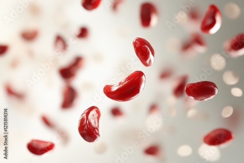 Red blood cells floating in a liquid medium photo