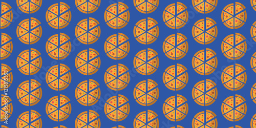collection of food seamless pattern background with icons of hamburger, pizza, hot dog on brown white and yellow background.