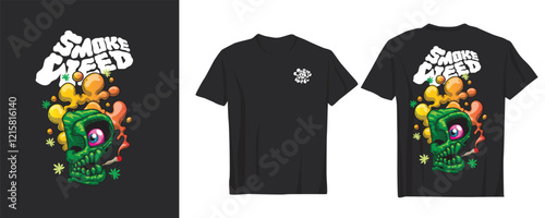 t-shirt smoking weeds Urban street style retro grunge brush stroke face. Vector illustration design for fashion graphics, t shirts, prints, posters, gifts, Adobe Illustrator Artwork