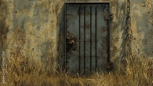 Rusty Door in Desolate Landscape: A Forgotten Place photo