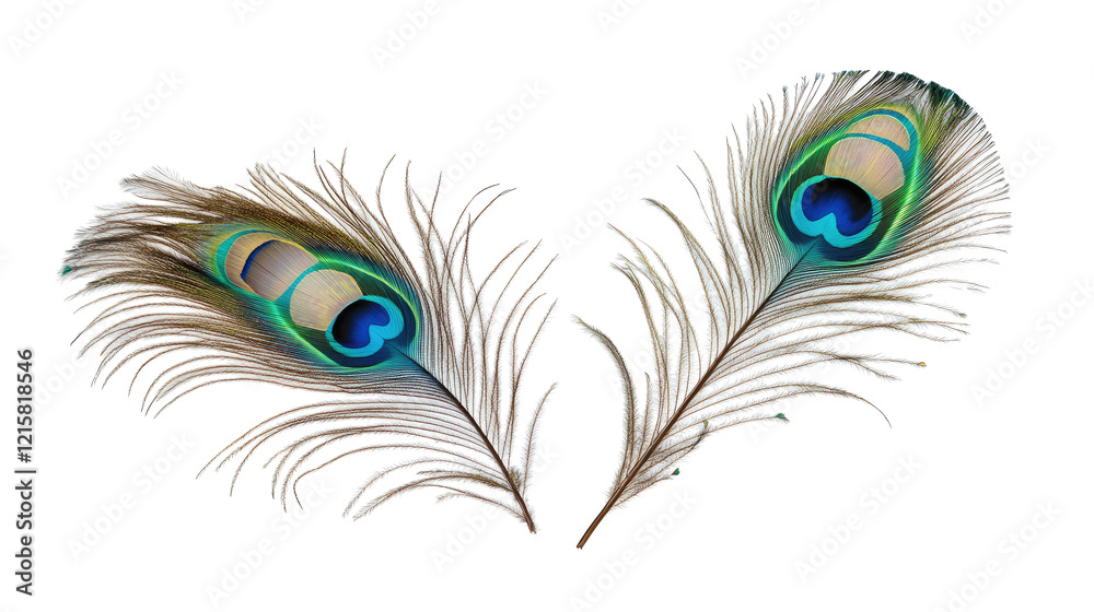 Obraz premium Isolated Decorative Peacock Feathers Generative AI