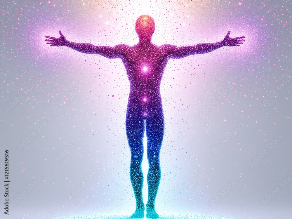 Naklejka premium Colorful dotted gradient figure in abstract, artistic design, symbolizing creativity and imagination.