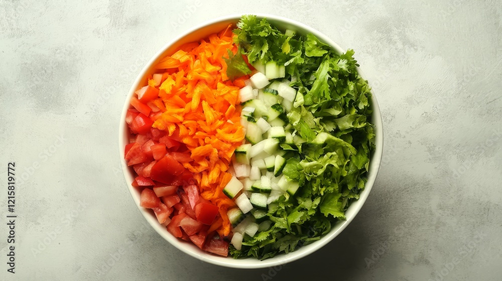 top view a salad bowl on a white bowl. food photography top view a salad bowl on a white bowl. food photography