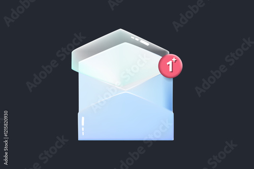 3d messages file. 3d email message illustration icon.