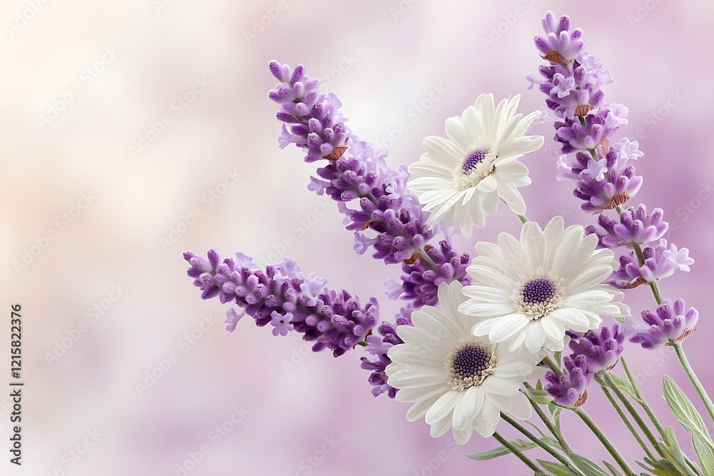 Obraz premium Blooming flowers and lavender nature background floral environment soft viewpoint
