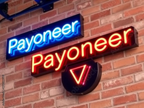 Neon text payoneer banner photo