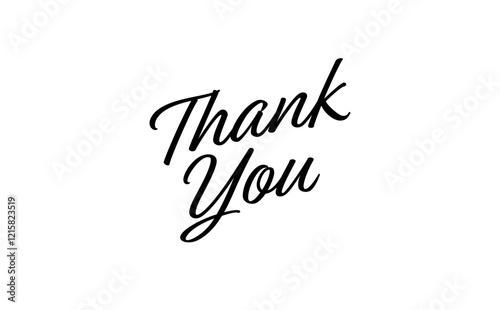 手書き風の筆記体で書いたThank you（ありがとう）の文字（カリグラフィー）
