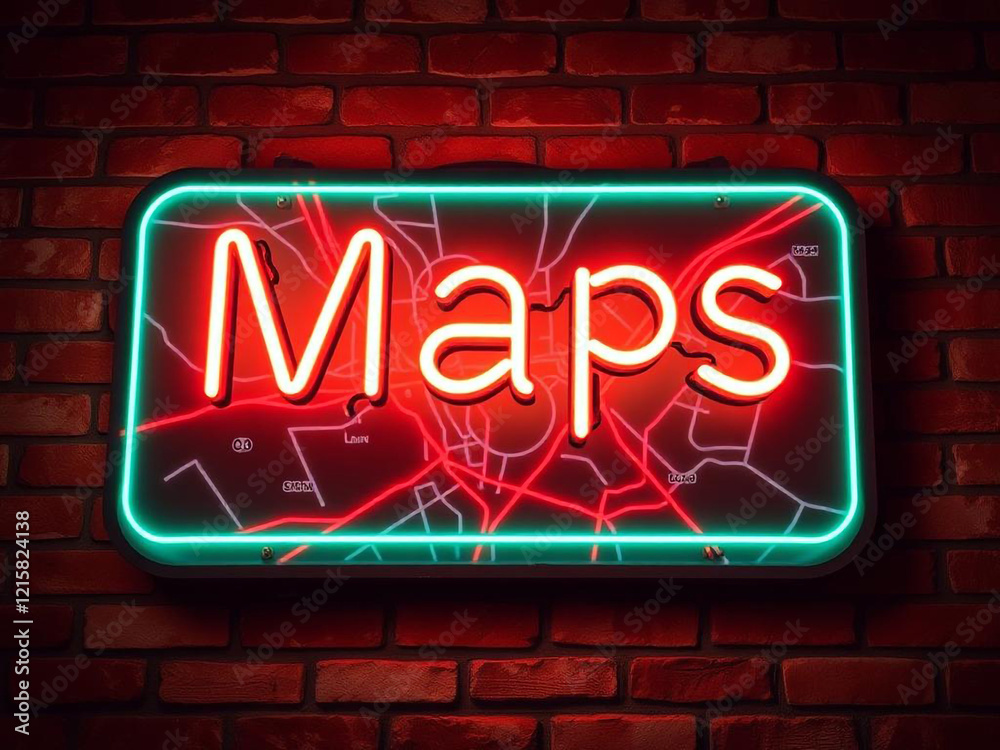 Obraz premium neon sign Map