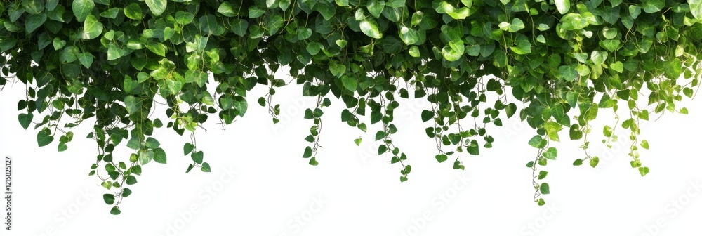 Vibrant Green Ivy Vines Hanging Down Against a White Background Vibrant Green Ivy Vines Hanging Down Against a White Background