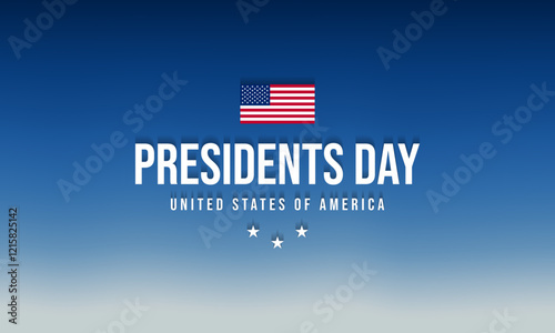 USA Presidents Day Banner Design with blue sky background illustration.