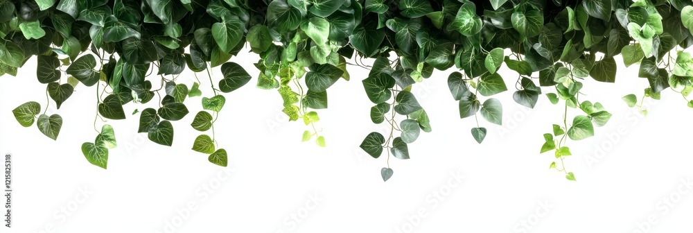Vibrant Green Ivy Vines Cascading on White Background Vibrant Green Ivy Vines Cascading on White Background
