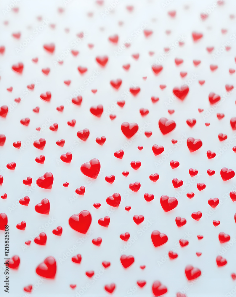Small red hearts on a white background fill the space. Small red hearts on a white background fill the space.
