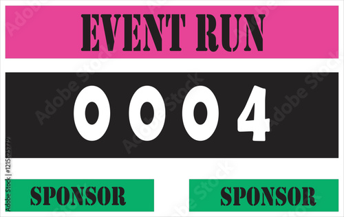 Pink colored marathon number bib isolated on white.