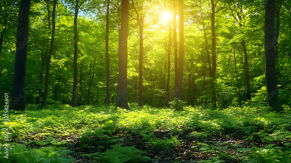 Obraz premium Sunlit Forest Illustration