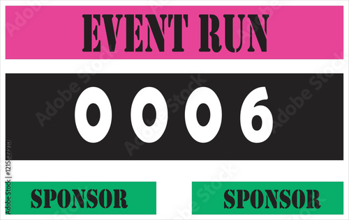 Pink colored marathon number bib isolated on white.