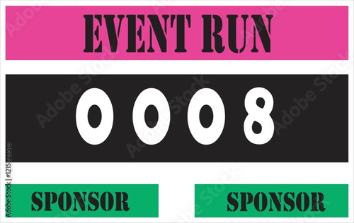 Pink colored marathon number bib isolated on white.