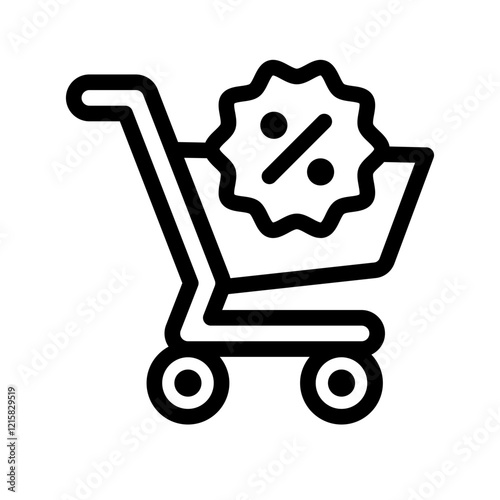 cart trolley discount promo outline icon