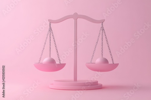 Pink scales of justice showing perfect balance photo