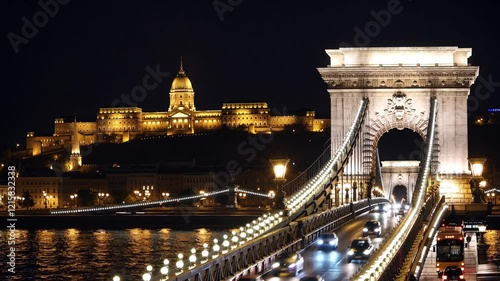 Budapest's Chain Bridge and Buda Castle at Night