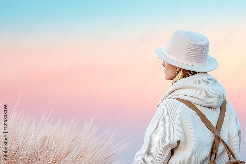 Contemplative woman in nature background floral environment serene lifestyle moment Contemplative woman in nature background floral environment serene lifestyle moment