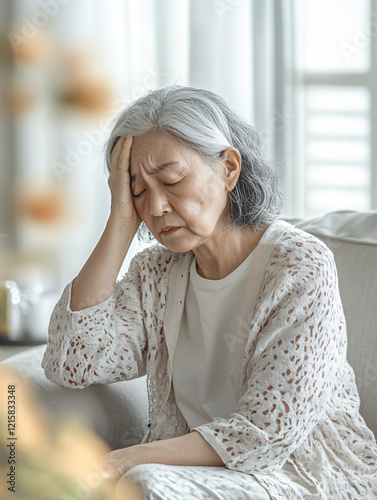 Elderly Asian women have headaches