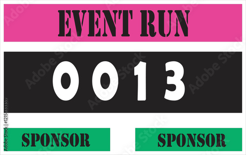 Pink colored marathon number bib isolated on white.