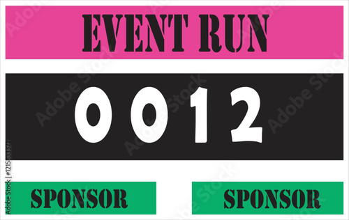 Pink colored marathon number bib isolated on white.