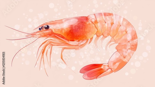 Wallpaper Mural Single pink shrimp illustration. Torontodigital.ca