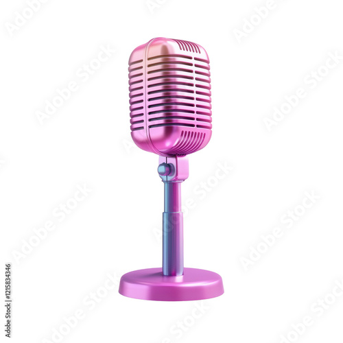 Retro-style microphone in vibrant pink and blue hues