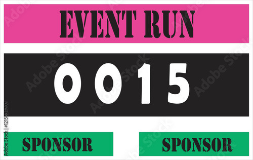Pink colored marathon number bib isolated on white.