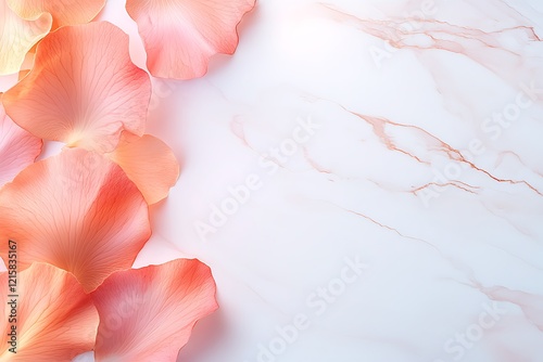 Floral petals on marble surface nature background environment design soft light minimalist view