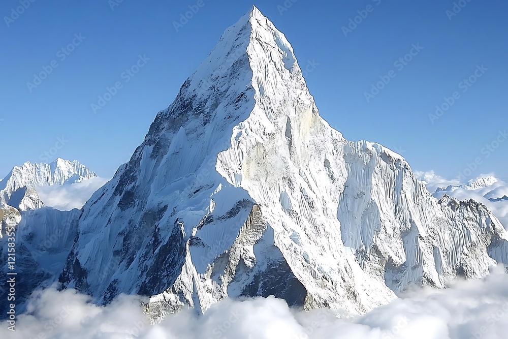 Naklejka premium Majestic Himalayan Peak Soaring Above Cloud Sea