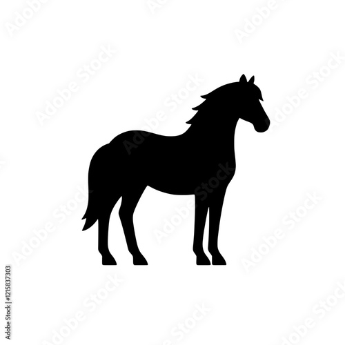 Majestic Stallion Silhouette: A strong and elegant silhouette of a horse, poised and powerful, against a clean background. The image is a timeless representation of equine grace and strength. 