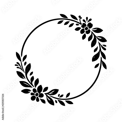 Elegant Floral Circle Frame: A simple yet sophisticated circular frame adorned with delicate floral elements, perfect for adding a touch of elegance to your designs.  