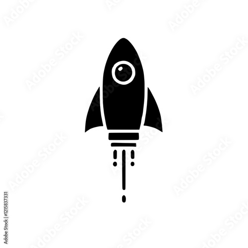 Black and White Rocket Icon: A simple yet powerful black and white icon depicting a rocket ship launching into space, symbolizing innovation, ambition, and the drive to achieve great heights.