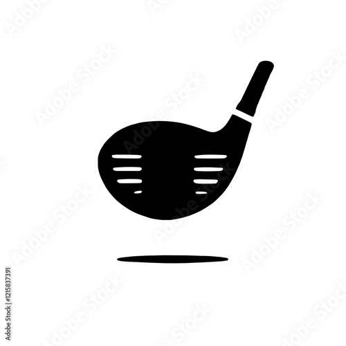 Golf Driver Icon: A sleek, minimalist icon of a golf driver, perfect for websites, apps, or any golf-related design project. The driver is depicted in solid black against a transparent background.