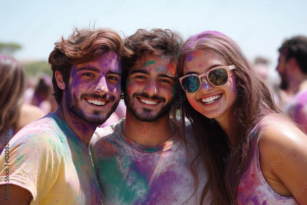 Tourists and students celebrate festival Holi. Holi is a spring festival celebrated as a festival of colours. Tourists and students celebrate festival Holi. Holi is a spring festival celebrated as a festival of colours.