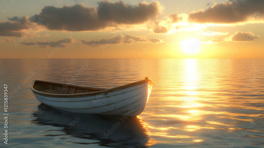 Sunset Rowboat 3D Render Sunset Rowboat 3D Render