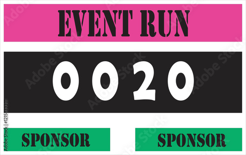 Pink colored marathon number bib isolated on white.