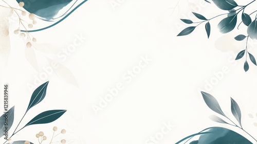 Elegant teal floral border; white background; invitation design