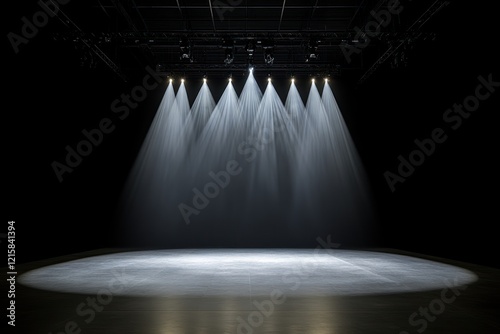 Modern Dance Performance Stage with Warm Spotlight Illumination photo