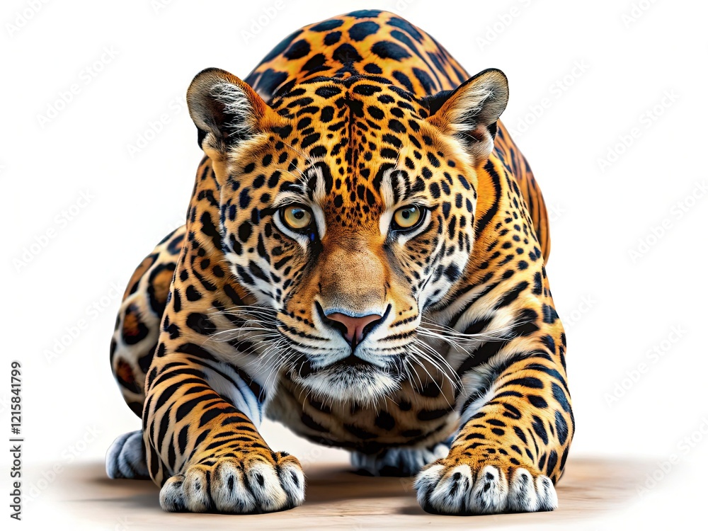 Obraz premium Silhouette of a Powerful Jaguar Ready to Pounce - Wildlife Stock Photo