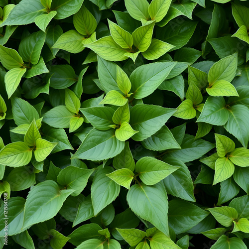 Close-up green ivy Hedera helix Goldchild carpet. Original texture of natural greenery. Background of elegant variegated leaves. Nature concept for design.  Selective focus photo