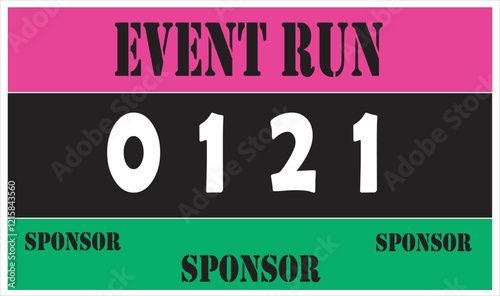 Pink colored marathon number bib isolated on white.