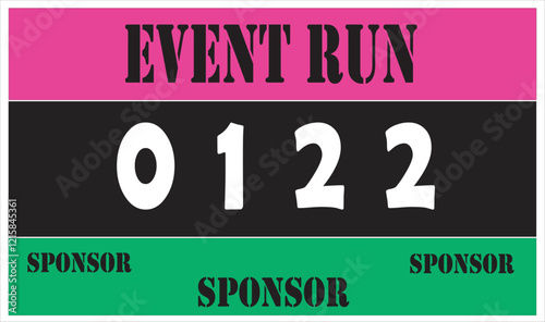 Pink colored marathon number bib isolated on white.