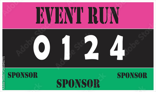 Pink colored marathon number bib isolated on white.
