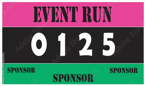 Pink colored marathon number bib isolated on white.