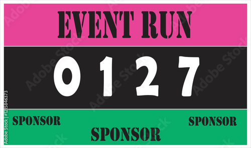 Pink colored marathon number bib isolated on white.