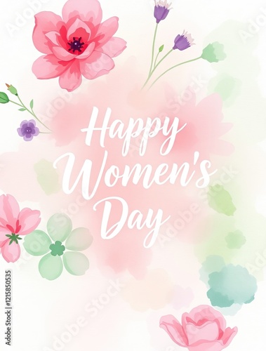 Celebrate Women's Day on March 8 with a beautiful card featuring watercolor flowers and a heartfelt message of appreciation